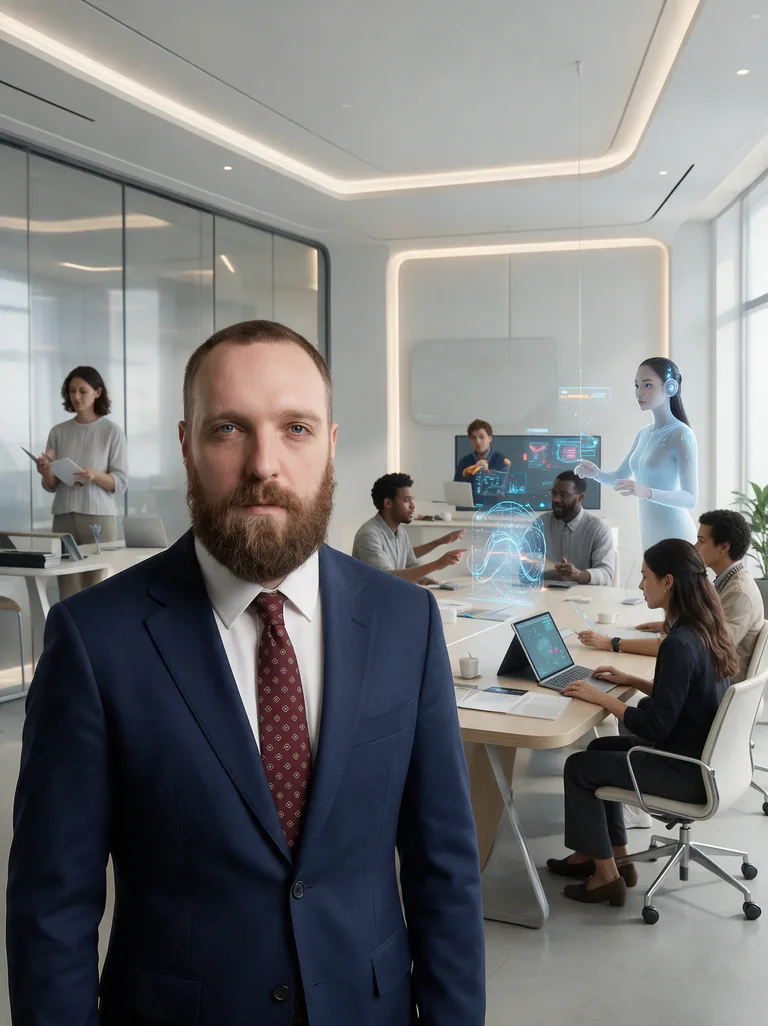 Lukas Wagner als Teil eines Teams an einem gemeinsamen Arbeitstisch